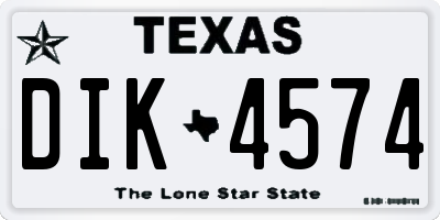 TX license plate DIK4574