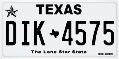 TX license plate DIK4575