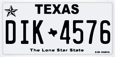 TX license plate DIK4576