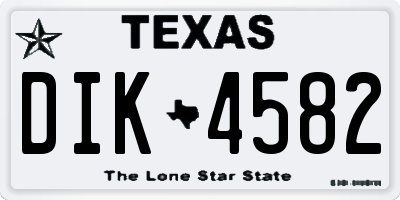 TX license plate DIK4582