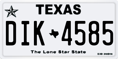 TX license plate DIK4585