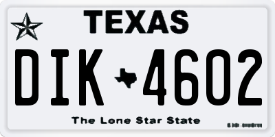 TX license plate DIK4602