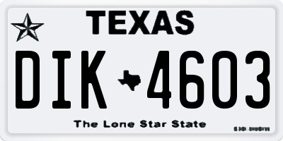 TX license plate DIK4603