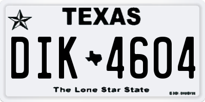TX license plate DIK4604