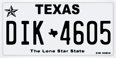 TX license plate DIK4605