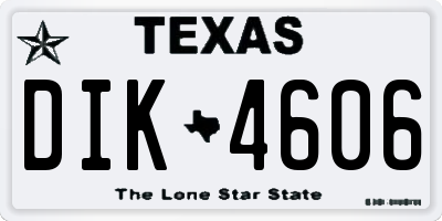 TX license plate DIK4606