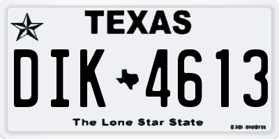 TX license plate DIK4613