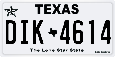 TX license plate DIK4614