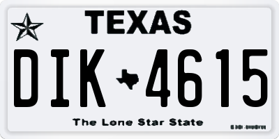 TX license plate DIK4615