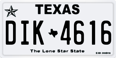 TX license plate DIK4616