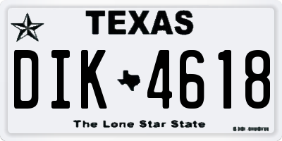 TX license plate DIK4618