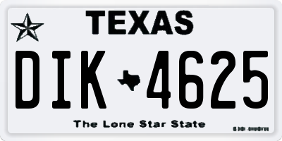 TX license plate DIK4625