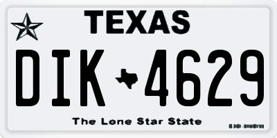 TX license plate DIK4629