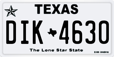 TX license plate DIK4630