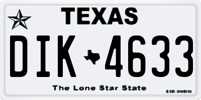 TX license plate DIK4633