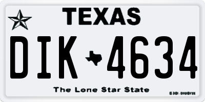 TX license plate DIK4634
