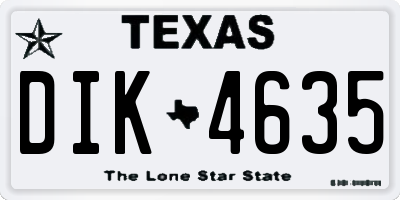 TX license plate DIK4635