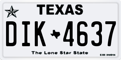 TX license plate DIK4637
