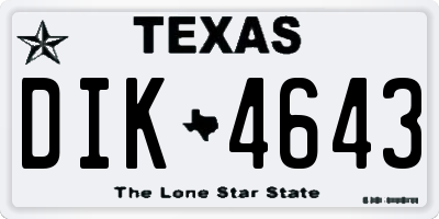 TX license plate DIK4643