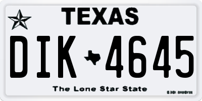 TX license plate DIK4645