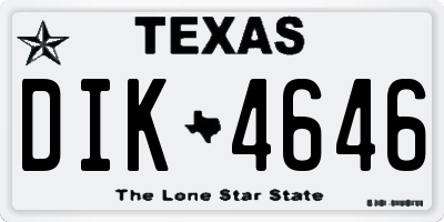 TX license plate DIK4646