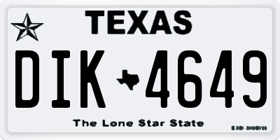 TX license plate DIK4649