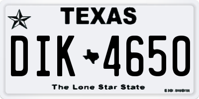 TX license plate DIK4650