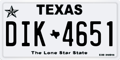 TX license plate DIK4651