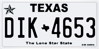 TX license plate DIK4653