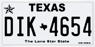 TX license plate DIK4654