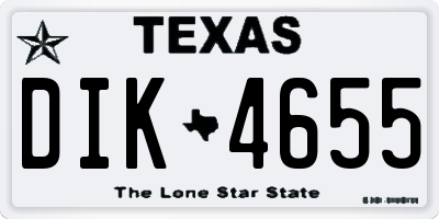 TX license plate DIK4655