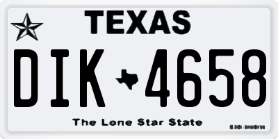 TX license plate DIK4658