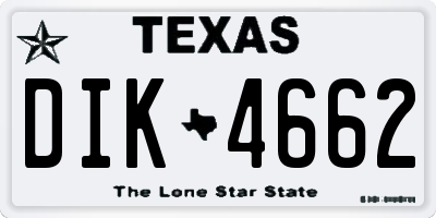 TX license plate DIK4662