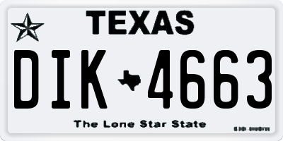 TX license plate DIK4663