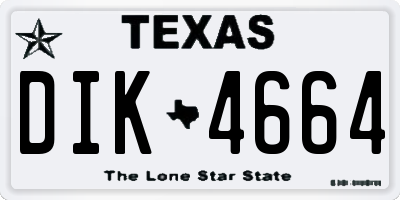 TX license plate DIK4664