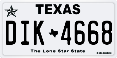 TX license plate DIK4668