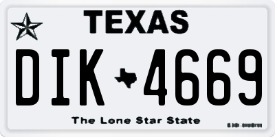 TX license plate DIK4669