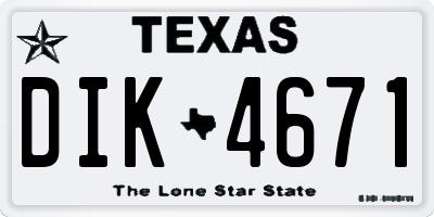TX license plate DIK4671