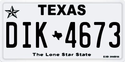 TX license plate DIK4673