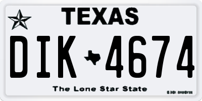 TX license plate DIK4674