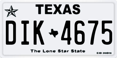 TX license plate DIK4675