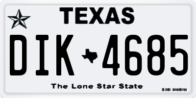 TX license plate DIK4685