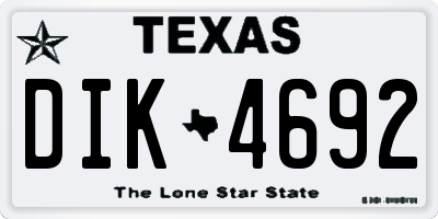 TX license plate DIK4692