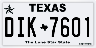TX license plate DIK7601