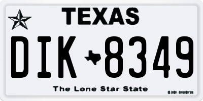 TX license plate DIK8349