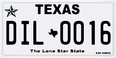 TX license plate DIL0016