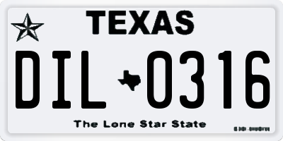 TX license plate DIL0316