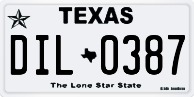 TX license plate DIL0387