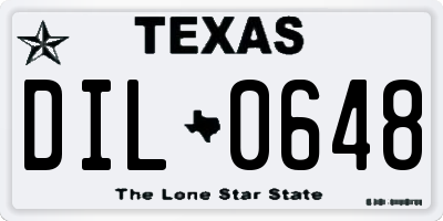TX license plate DIL0648
