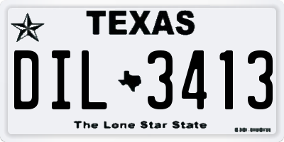 TX license plate DIL3413